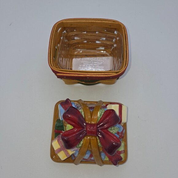 Longaberger Hand-Painted Ceramic Basket With Gift Design & Box - Picture 7 of 11